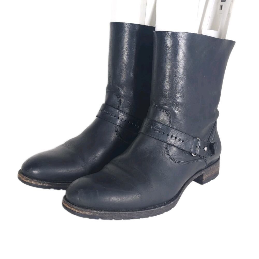 N.d.c Made By Hand Women's US7 EU37,5 Black Leather Strap Ankle Biker Boots